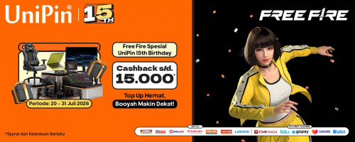 Top Up Hemat, Booyah Makin Dekat! Free Fire Spesial UniPin 15th Birthday